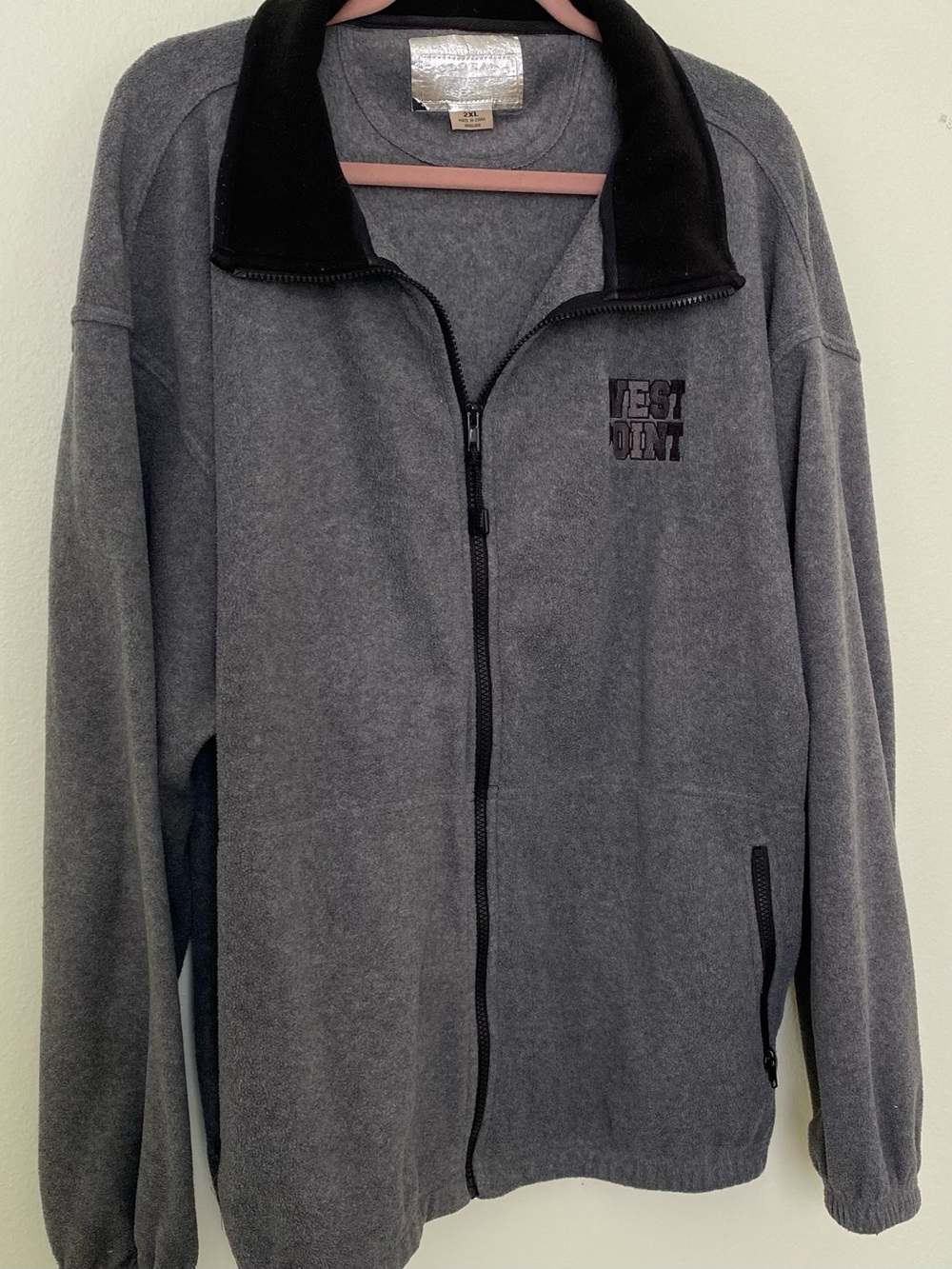 Unisex Grey West Point Fleece Full-Zip Jacket with Black Collar Size 2XL